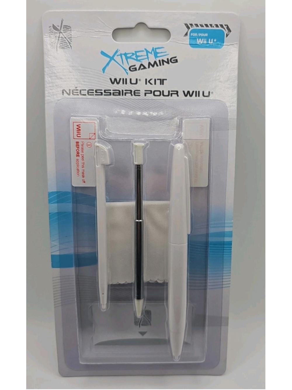 Nintendo Wii U Kit Xtreme Gaming 3 Stylus Screen Protector Cleaning Cloth... New